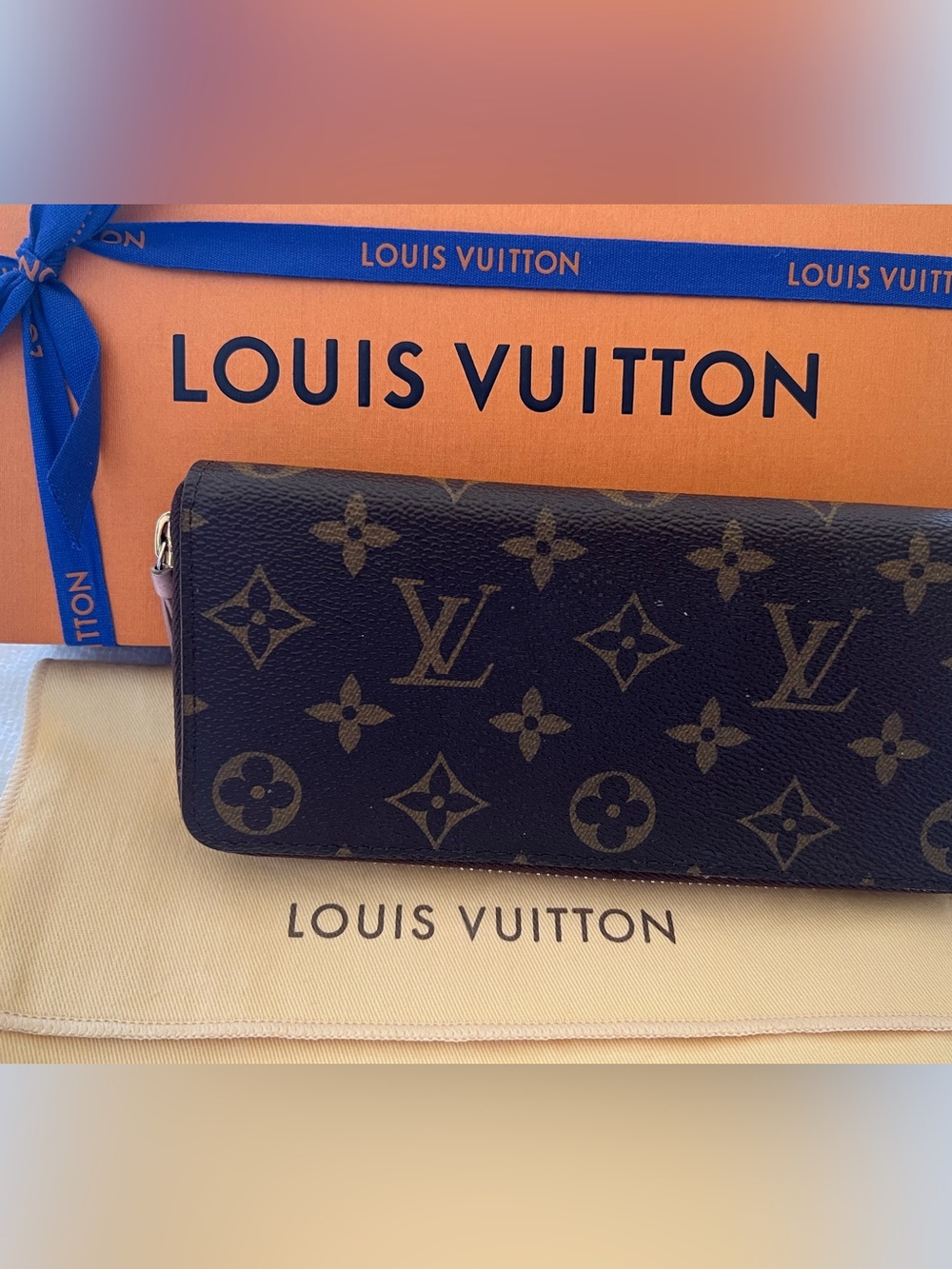 LOUIS VUITTON Clemence Wallet Monogram with Rose Ballerine with Box & Dust Bag